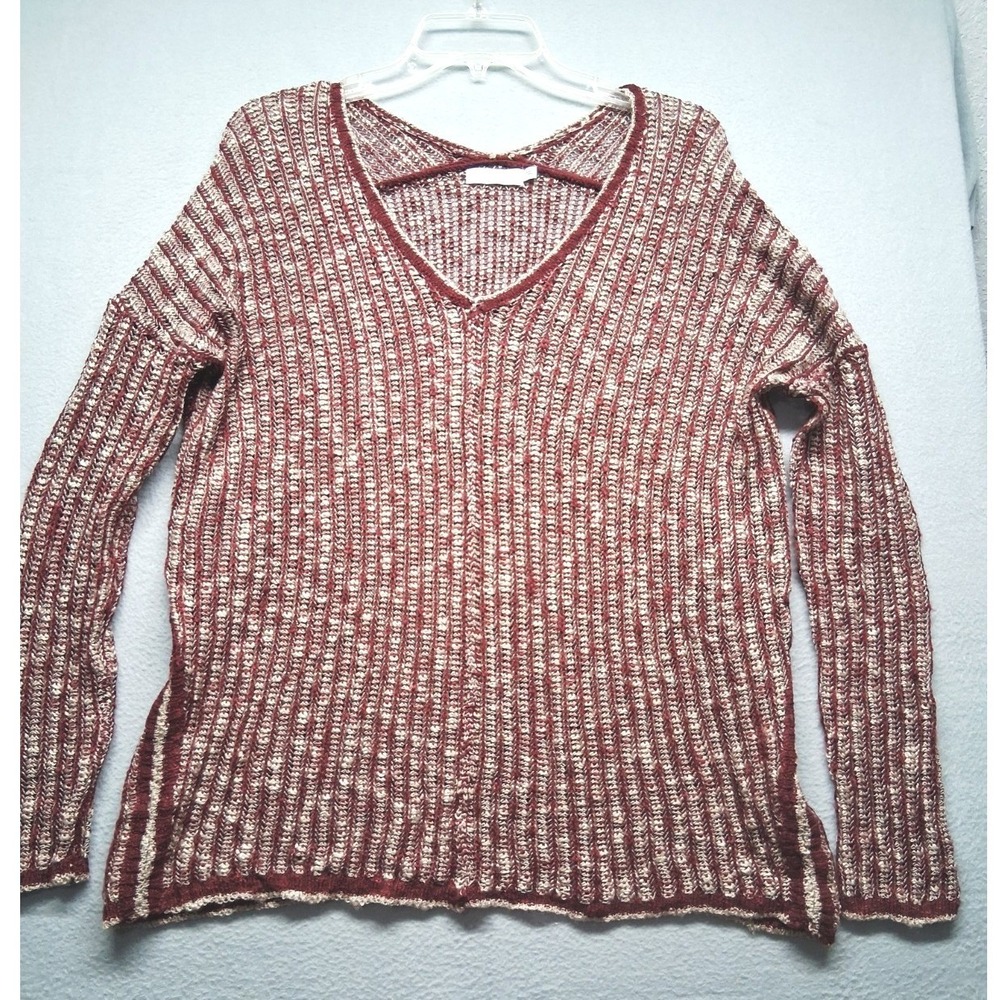 Lush Women's Knit Sweater Size‎ Small Maroon Long Sleeve Round Neck